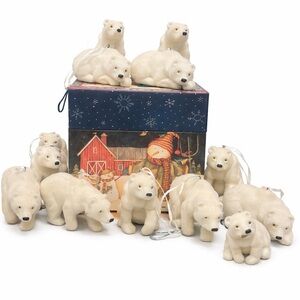 Vintage Flocked Polar Bear  Ornaments/Figurines  (12)